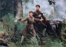 위대한 수령님을 목숨으로 지켜 싸우시는 항일의 녀성 영웅 김정숙 동지